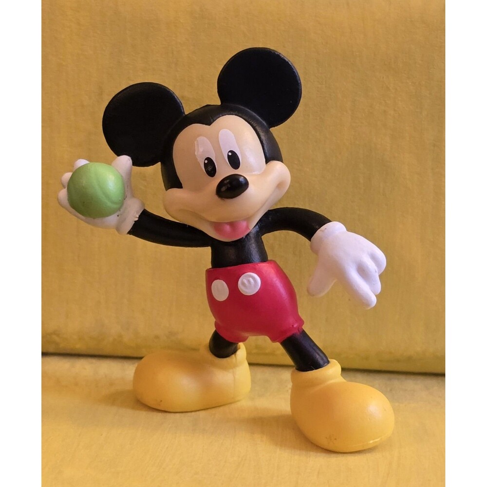 Disney Mickey Mouse PVC Figure Toy Throwing Green Ball Action Figure Collectible